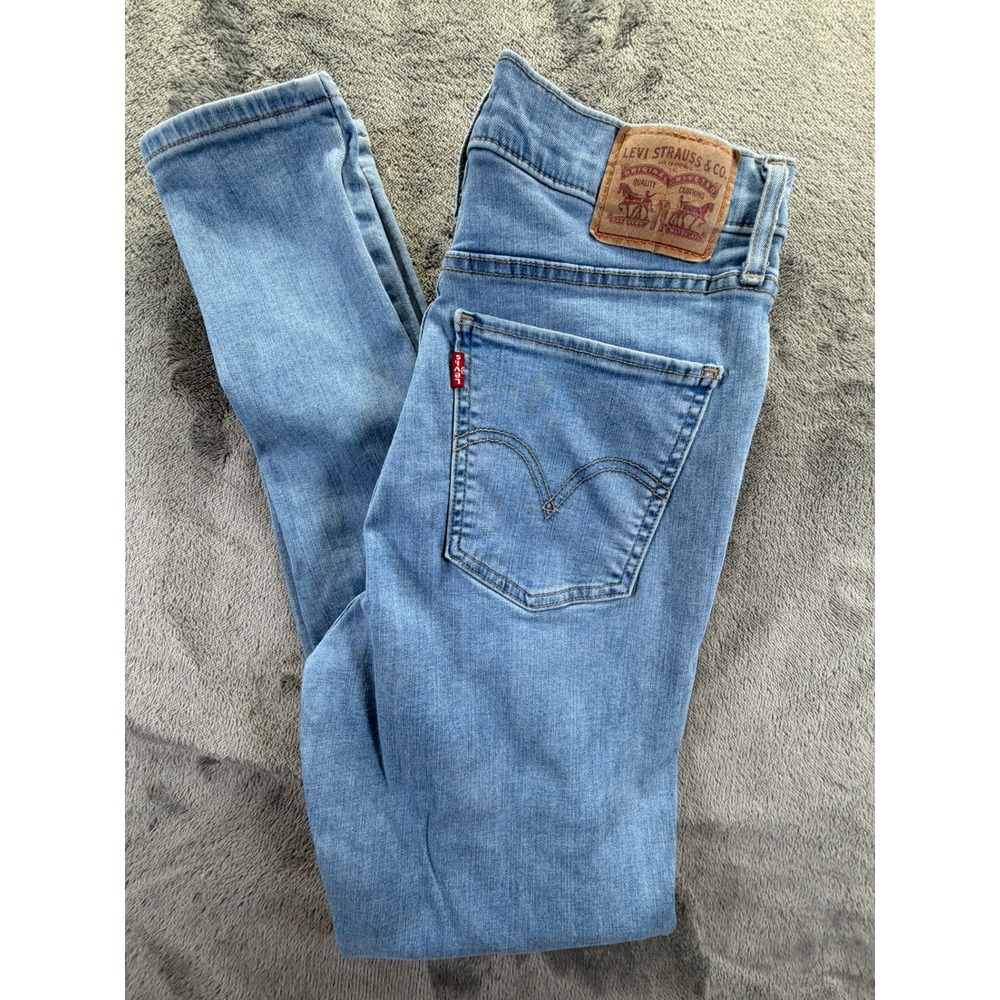 Levis Women's Mile High Super Skinny Jeans Light Wash Distressed W31 L30